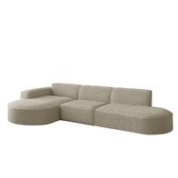 ECKSOFA Ottomane Palma Ascot Bukla - Champagner, Holzwerkstoff/Textil (296/165cm) - Fun Möbel