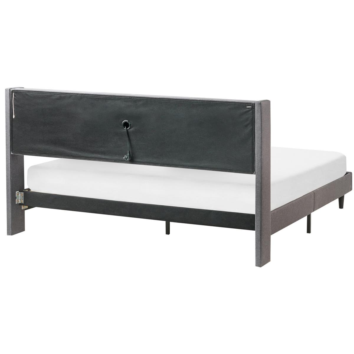 BETT mit LED 180/200 cm Stoff Dunkelgrau Beaulieu - Dunkelgrau, Textil (180/200cm) - Beliani