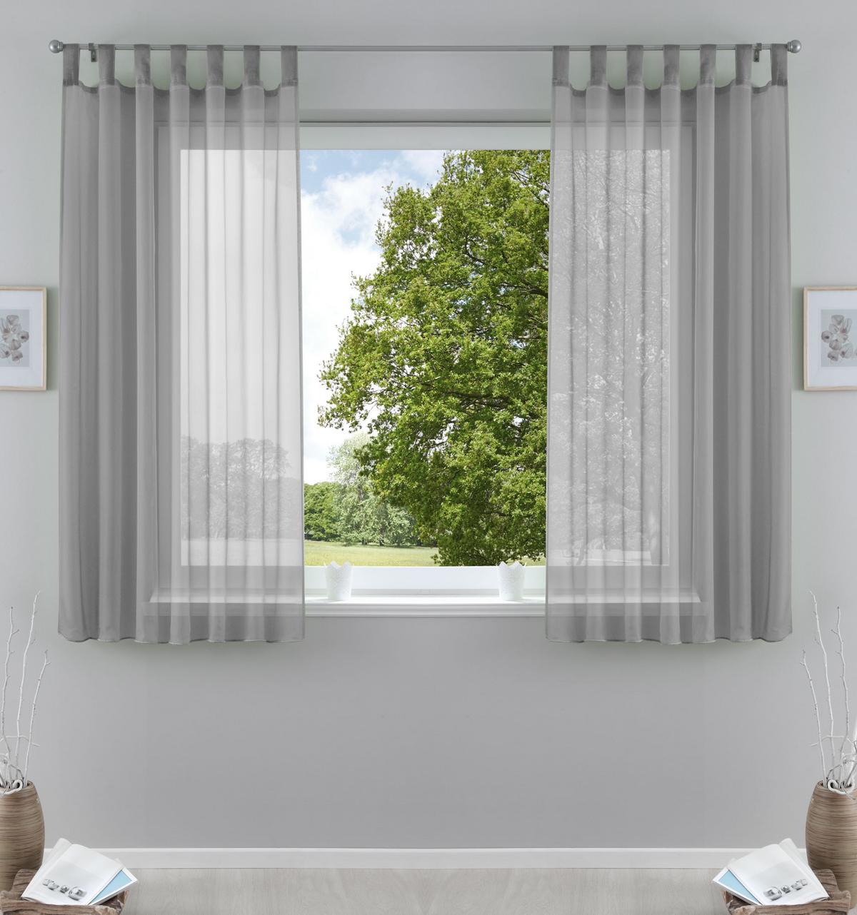 SCHLAUFENGARDINEN Voile 2er Set 175x140 cm Grau - Grau, Textil (140/175cm) - Gardinenbox.eu