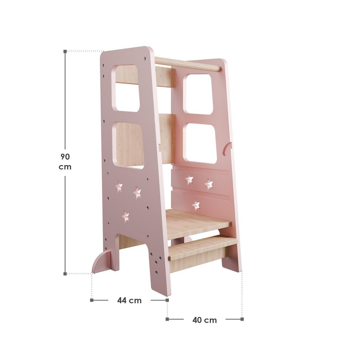 LERNTURM Henny in Rosa - Rosa, Holzwerkstoff (40/90/44cm) - Juskys