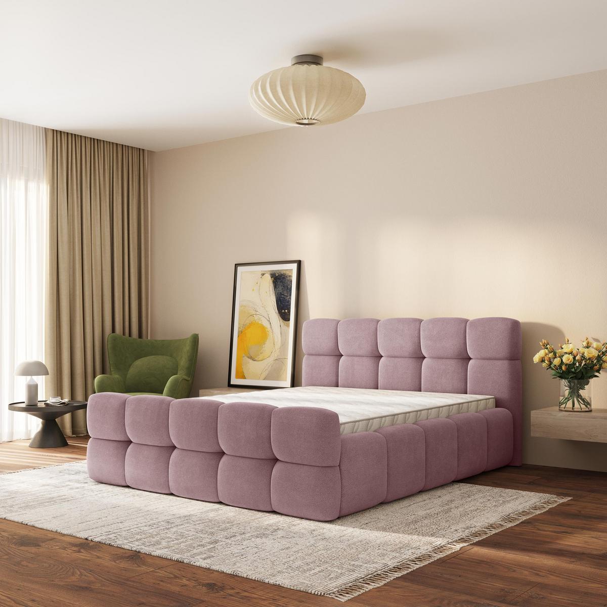POLSTERBETT ELIZJA 120x200 cm mit Bettkästen - Rosa - Rosa, Holz (120/200cm) - MASSENO