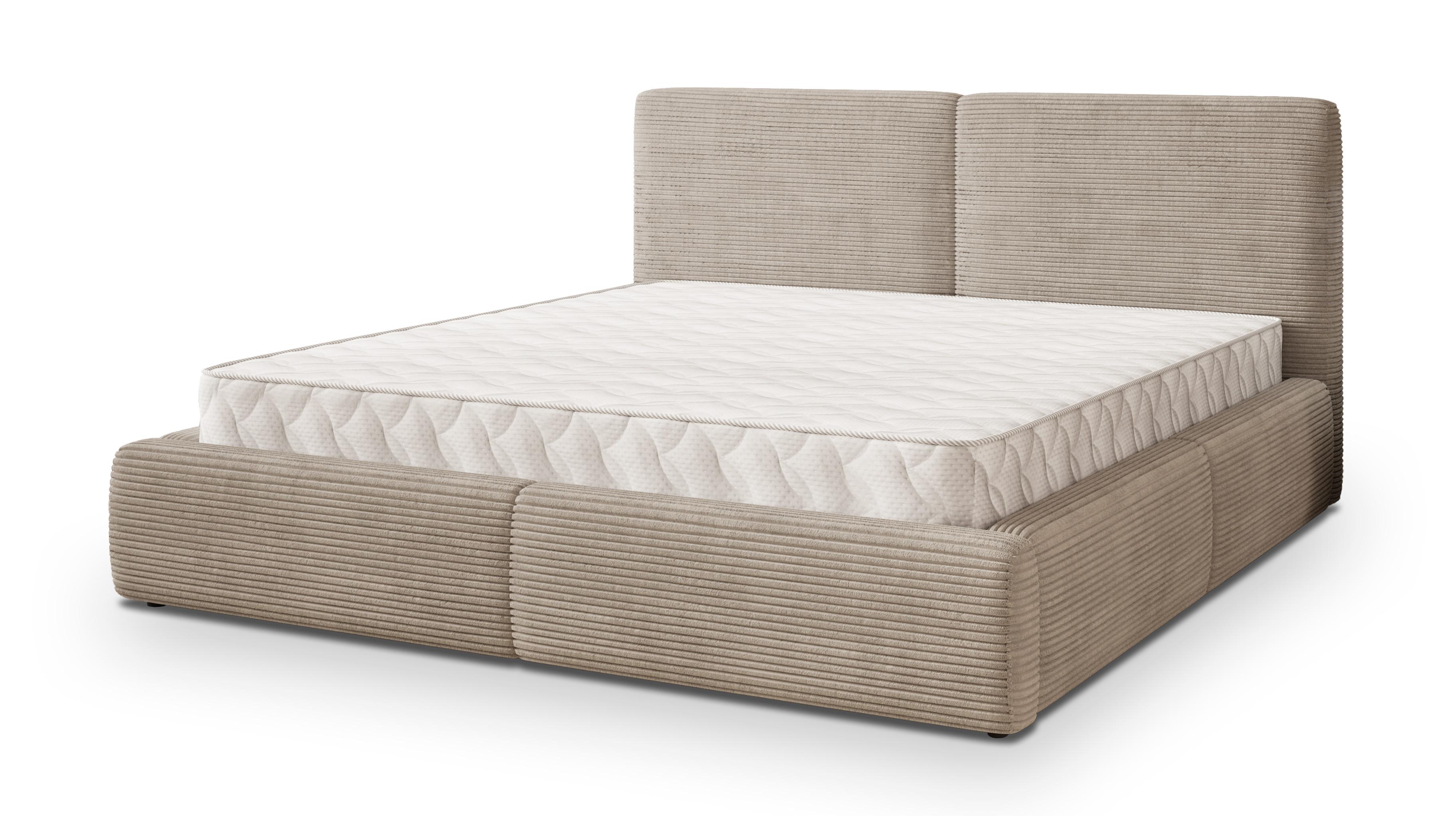 POLSTERBETT FELURO 140x200 cm mit Bettkästen - Beige - Beige, Holz (140/200cm) - MASSENO