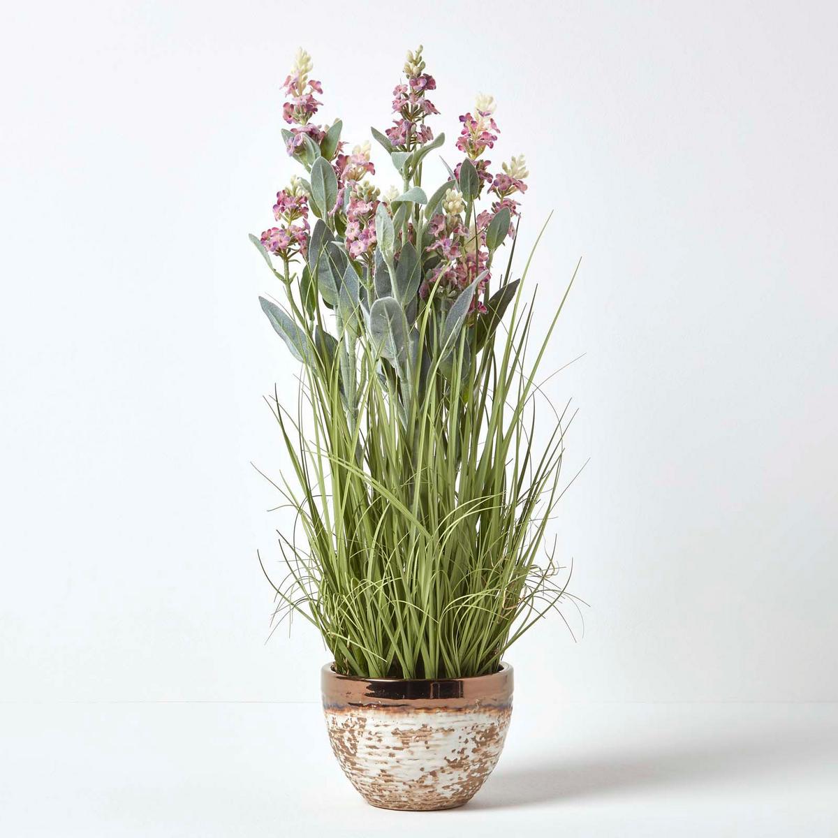 KUNSTPFLANZE Lavendel rosa im Deko-Topf, 66 cm - Rosa, Kunststoff (66cm) - Homescapes