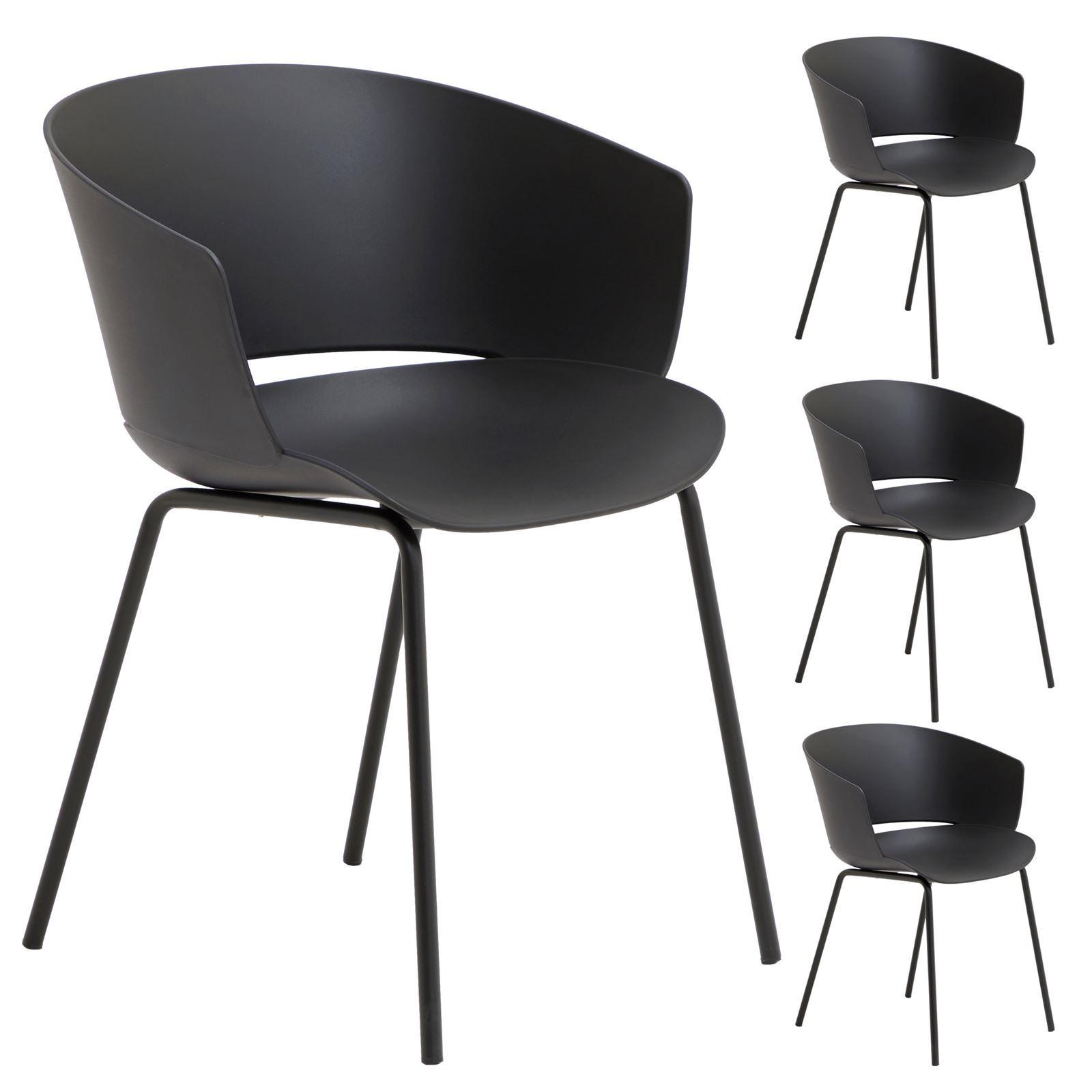 GARTENSTÜHLE NIVEL 4er-Set schwarz - Schwarz, Textil (60/80/56cm) - IDIMEX