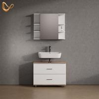 BADMÖBEL-SET Eisak Weiß/Sonoma 2 Teile, Unterschrank 80 cm - Weiß/Sonoma Eiche, Holzwerkstoff (80/60/33cm) - Livinity®