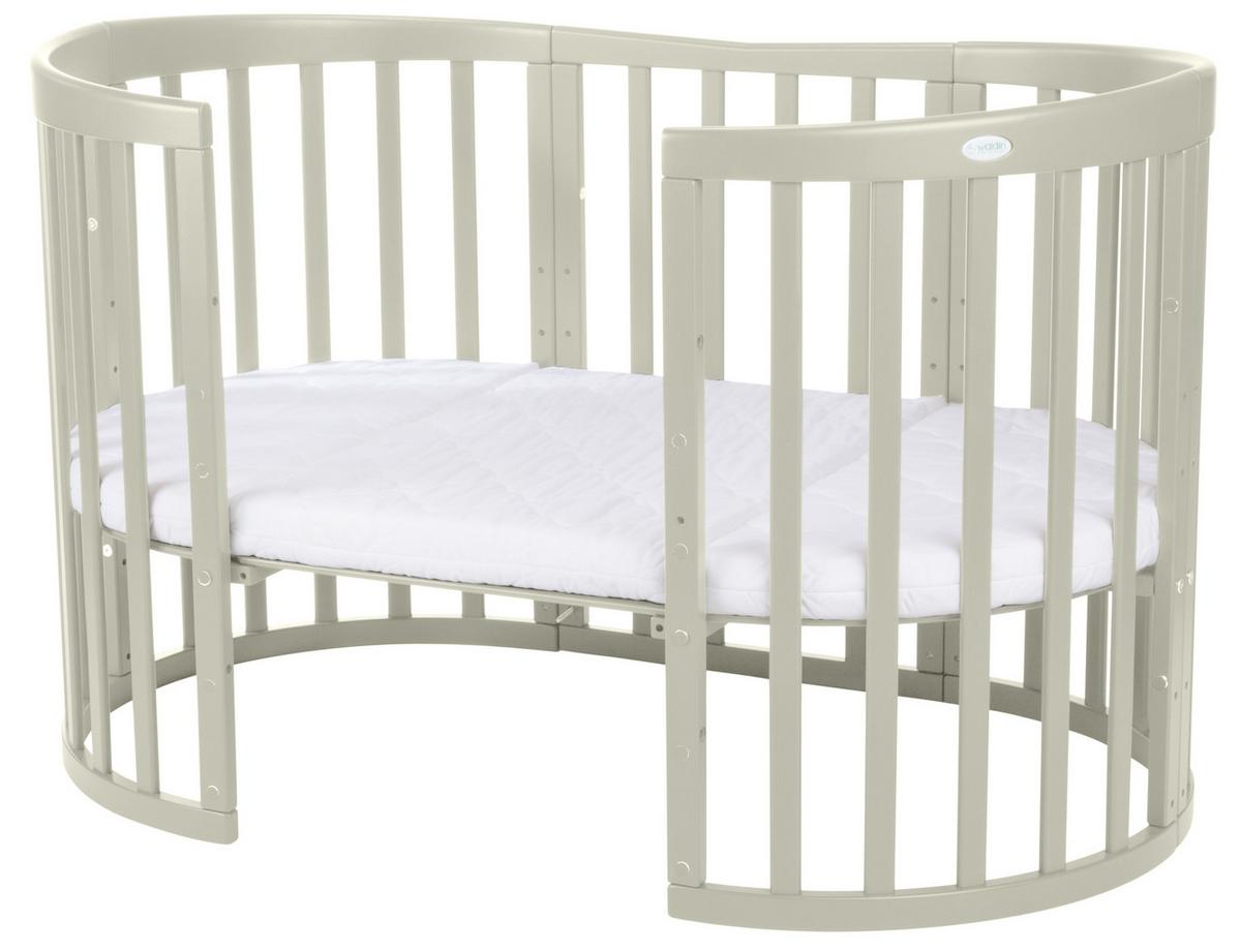 BABYBETT OLIVE OVAL 7in1 mit Matratze - Olivgrün, Holz/Textil (73/125cm) - waldin