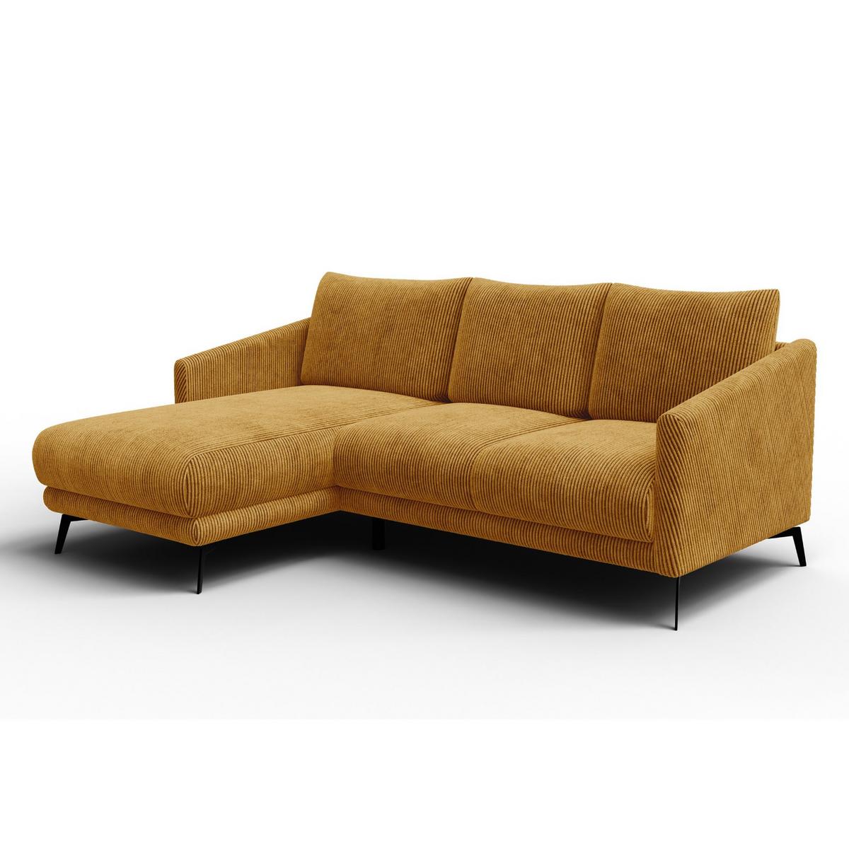 ECKSOFA VILT 3-Sitzer, safran - Gelb/Schwarz, Holzwerkstoff/Textil (221/156cm) - Wozimo