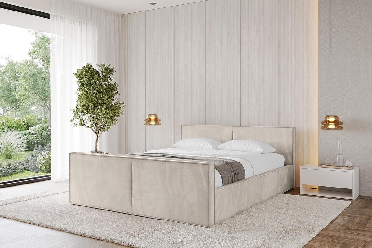 POLSTERBETT mit Bettkasten, Fußteil und Lattenrost, Boxbett mit Matratze H3/H4 - TIVON-Z-V1 180x200 Beige - Beige, Holzwerkstoff/Textil (180/200cm) - ALTDECOR