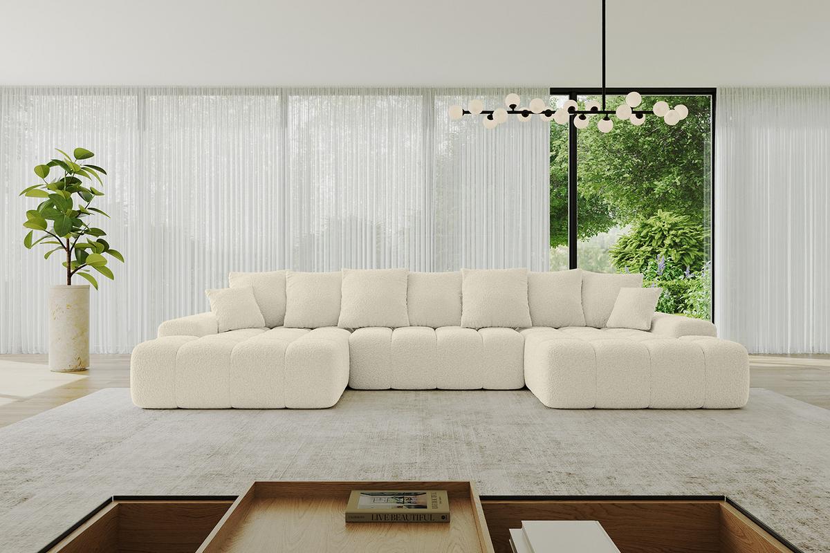 WOHNLANDSCHAFT ENSI-U - 353x164x69 cm Creme - Hellbraun/Creme, Holzwerkstoff/Kunststoff (357/69/164cm) - ALTDECOR