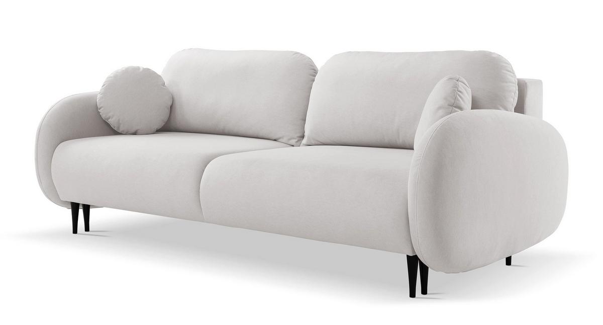 SCHLAFSOFA Bafra Creme Velours - Creme/Schwarz, Holz/Textil (232/92/102cm) - Selsey