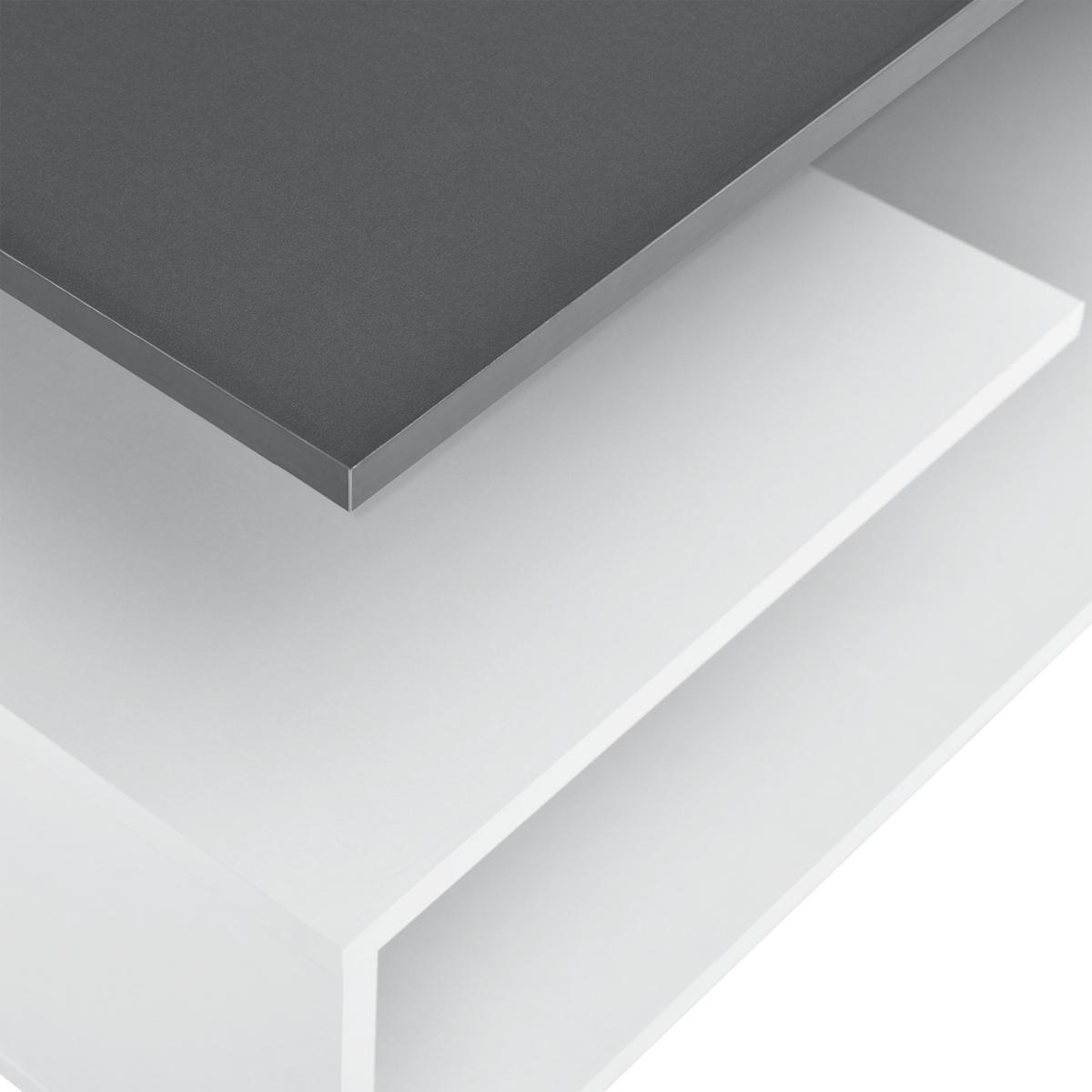 COUCHTISCH Haarlem 50/90/41 - Dunkelgrau/Weiß, Holzwerkstoff (90/50/41cm) - [en.casa]