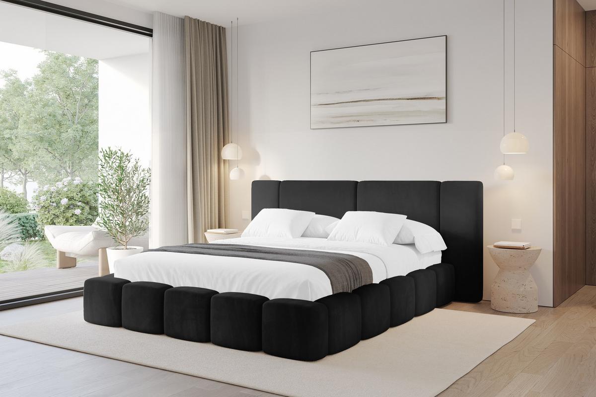 POLSTERBETT mit Bettkasten und Lattenrost, Bett mit Matratze H3/H4 - NILO 120x200 Schwarz - Schwarz, Holzwerkstoff/Textil (120/200cm) - ALTDECOR