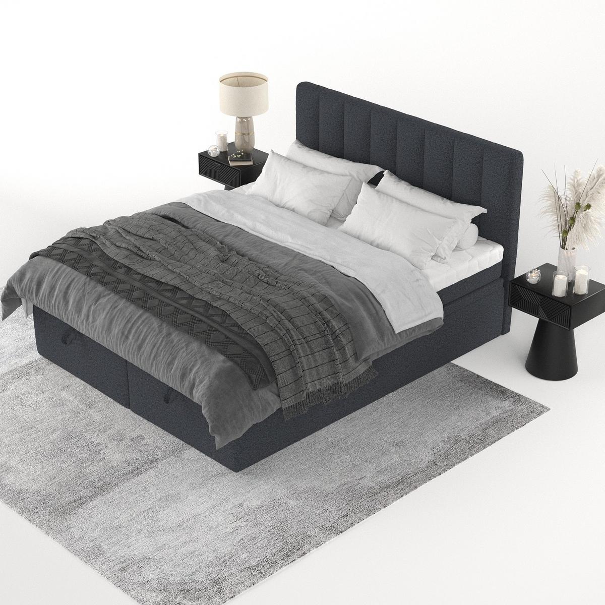 BOXBETT Lume 200/200 cm Anthrazit im Riva Stoff - Anthrazit/Schwarz, Holz/Holzwerkstoff (200/200cm) - AltaBeds