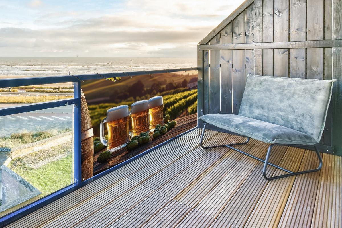 BALKON-SICHTSCHUTZ Bier - Hopfen - Landschaft Witterungsbeständig 200x90 cm - Grün, Kunststoff (200/90cm) - MuchoWow