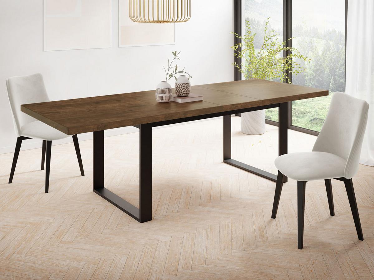 ESSTISCH Valentino rechteckig ausziehbar, Lefkas Eiche 160/240/90/75 cm - Alteiche/Schwarz, Holzwerkstoff/Metall (90/240/75cm) - WFL GROUP