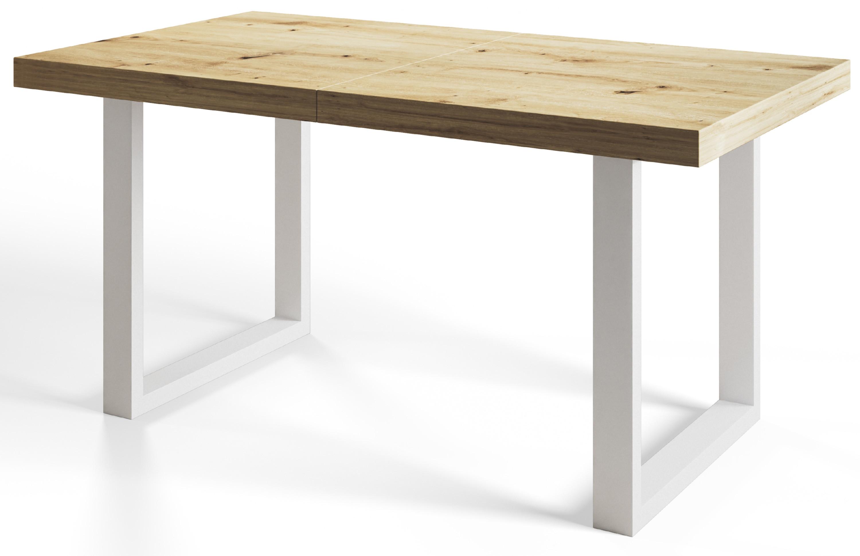 INDUSTRIELLER Esszimmertisch LOFT-U, Größe: 160X90X77 cm, Wohnzimmertisch Farbe: ARTISAN, mit Metallbeinen in Farbe Weiß - Hellbraun/Weiß, Holzwerkstoff (160/90/77cm) - Alpi-Möbel