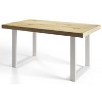 INDUSTRIELLER Esszimmertisch LOFT-U, Größe: 160X90X77 cm, Wohnzimmertisch Farbe: ARTISAN, mit Metallbeinen in Farbe Weiß - Hellbraun/Weiß, Holzwerkstoff (160/90/77cm) - Alpi-Möbel