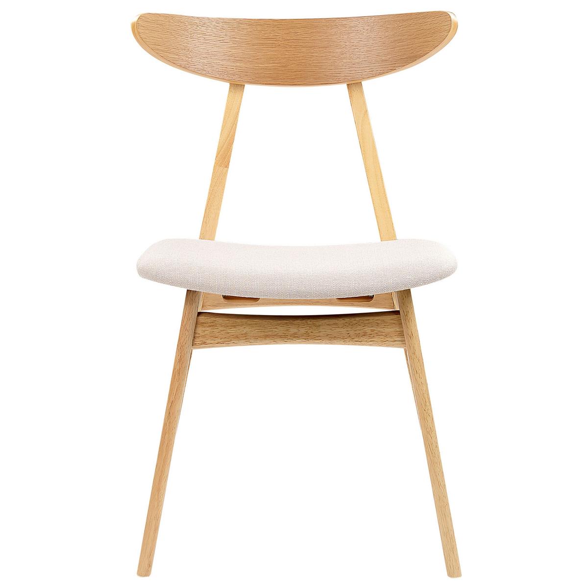 ESSZIMMERSTUHL 2er-Set Gummibaumholz Hellbraun/Hellbeige Lynn - Hellbraun, Holz/Textil (49/78/47cm) - Beliani