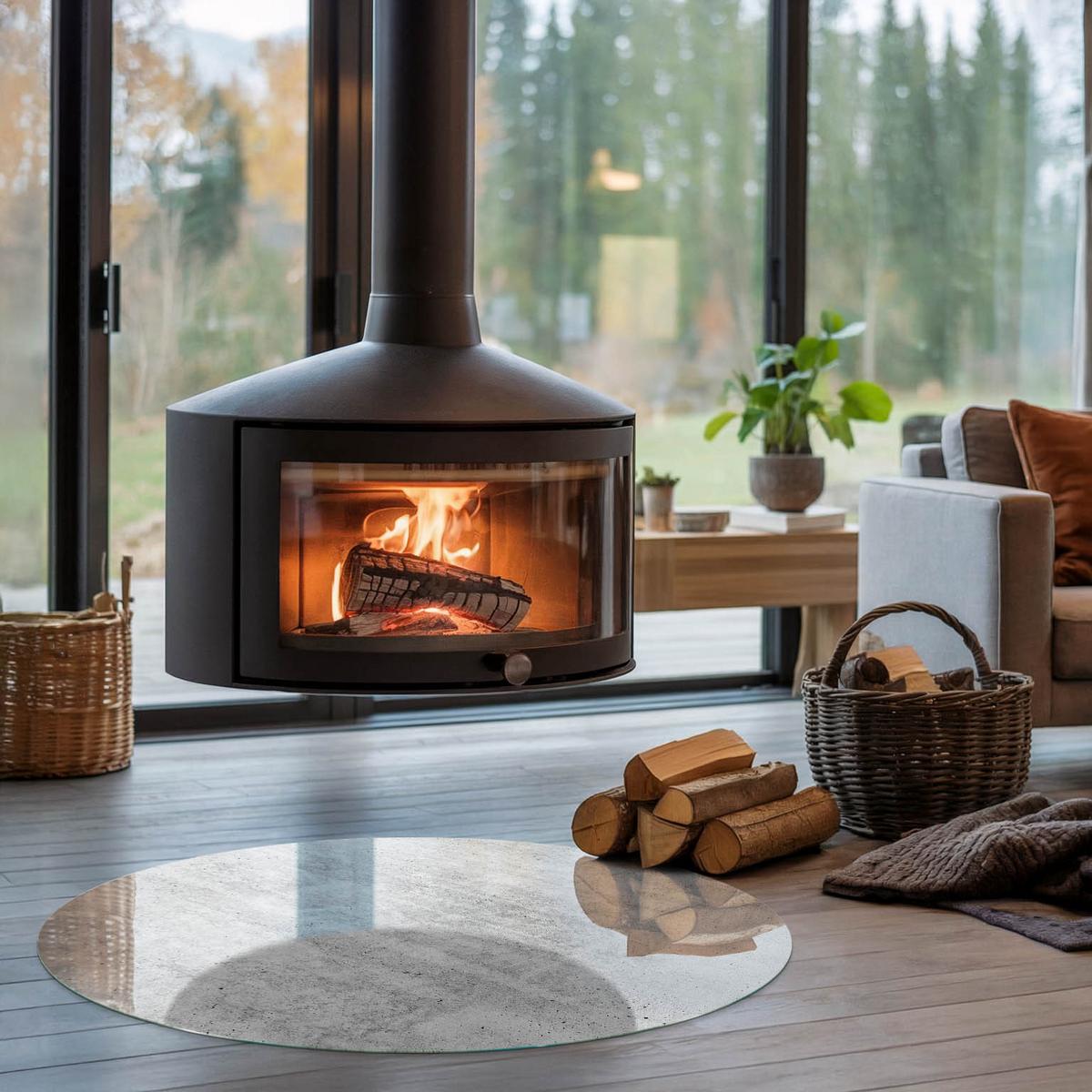 GLASPLATTE für Kamin Ø 100 cm - Grau, Glas (100/100/0.4cm) - TULUP