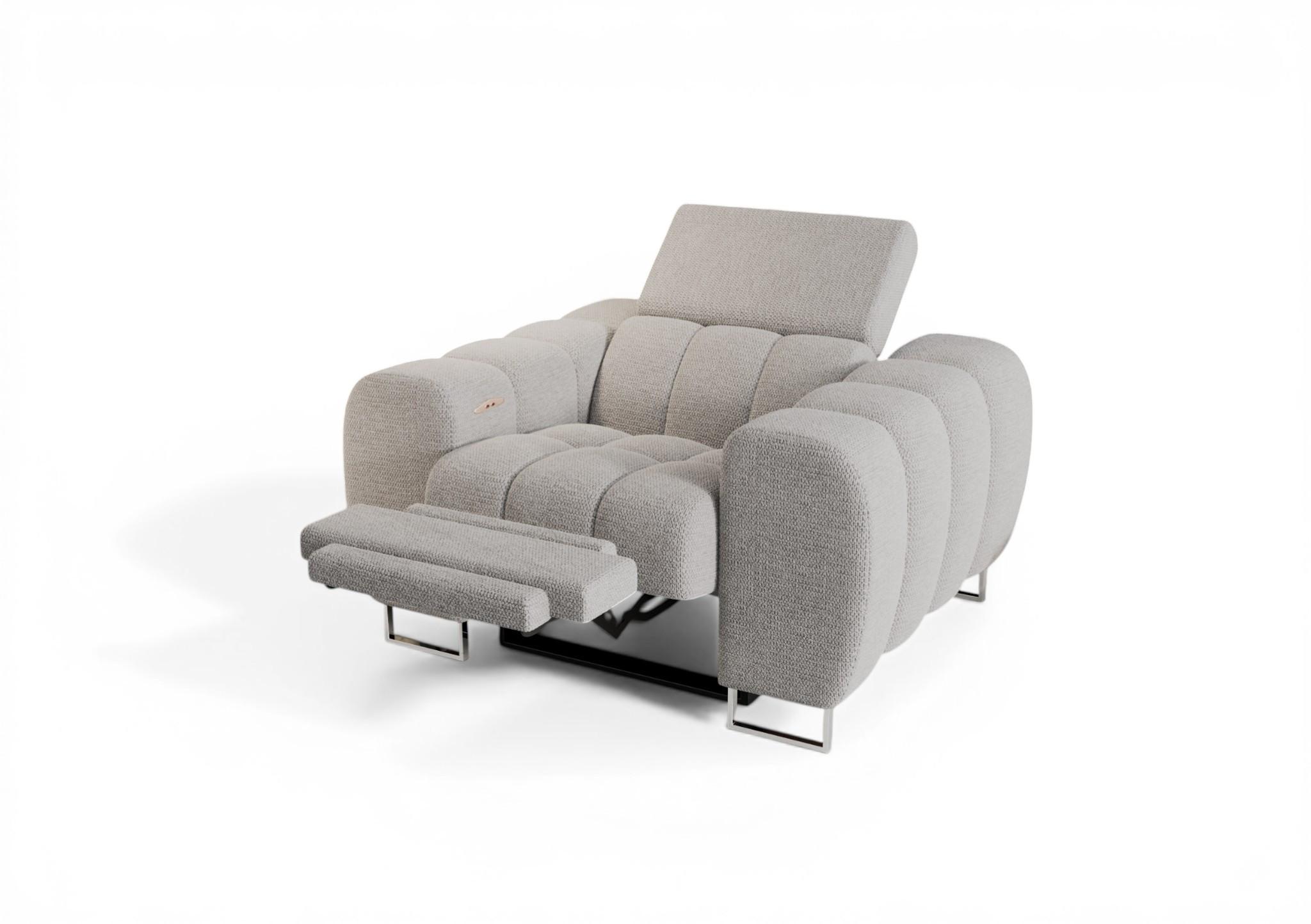 SESSEL Bastien Relax In Stoff Aragon - Hellgrau, Holzwerkstoff/Textil (125/95/97cm) - Fun Möbel