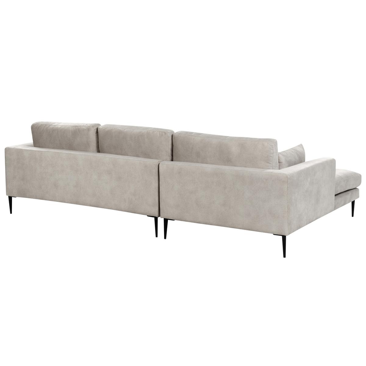 3-SITZER-ECKSOFA Samtstoff Hellgrau linksseitig Flam - Hellgrau, Textil (275/158cm) - Beliani