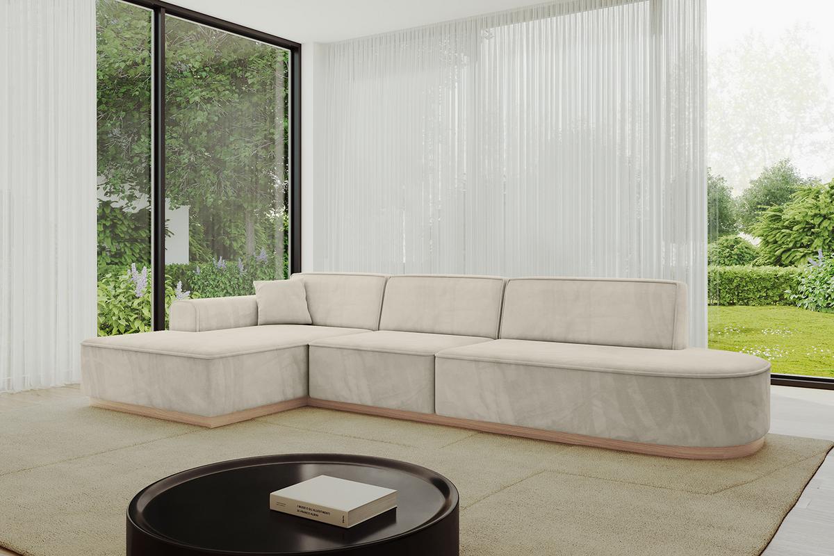ECKSOFA Ottomane Links IREA-L2 - 328x171x83 cm Dunkelgrau - Ecru, Holzwerkstoff/Textil (328/171cm) - ALTDECOR