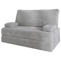 BETTSOFA LADIA aus Schaumstoff Kordstoff Hellgrau Schlaffunktion - Grau, Textil (140/86/60cm) - MASSENO