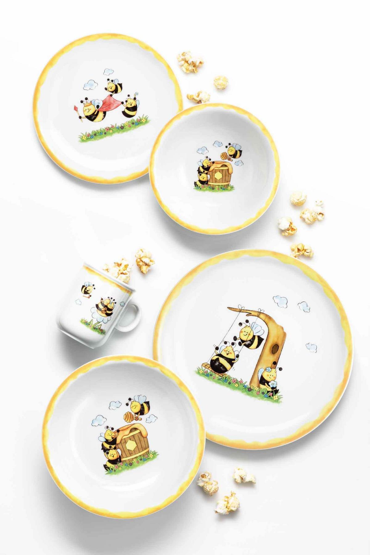 KINDERGESCHIRR SET Compact Fleißige Bienen bunt 3-tlg. - Multicolor, Keramik (21.4/20.5/21.4cm) - Seltmann Weiden