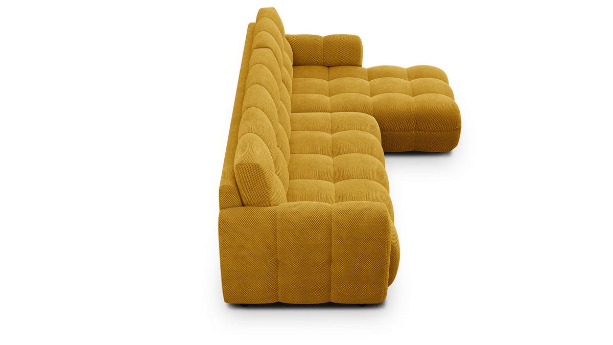 ECKSOFA MELLOW 4-Sitzer, safran - Gelb/Schwarz, Holz/Textil (262/156cm) - Wozimo