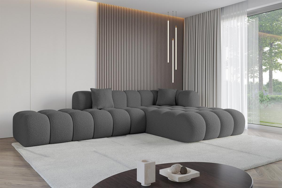 ECKSOFA Ottomane Rechts OLEA-L2 - 289x176x71 cm Grau - Platinfarben/Schwarz, Holzwerkstoff/Kunststoff (289/176cm) - ALTDECOR