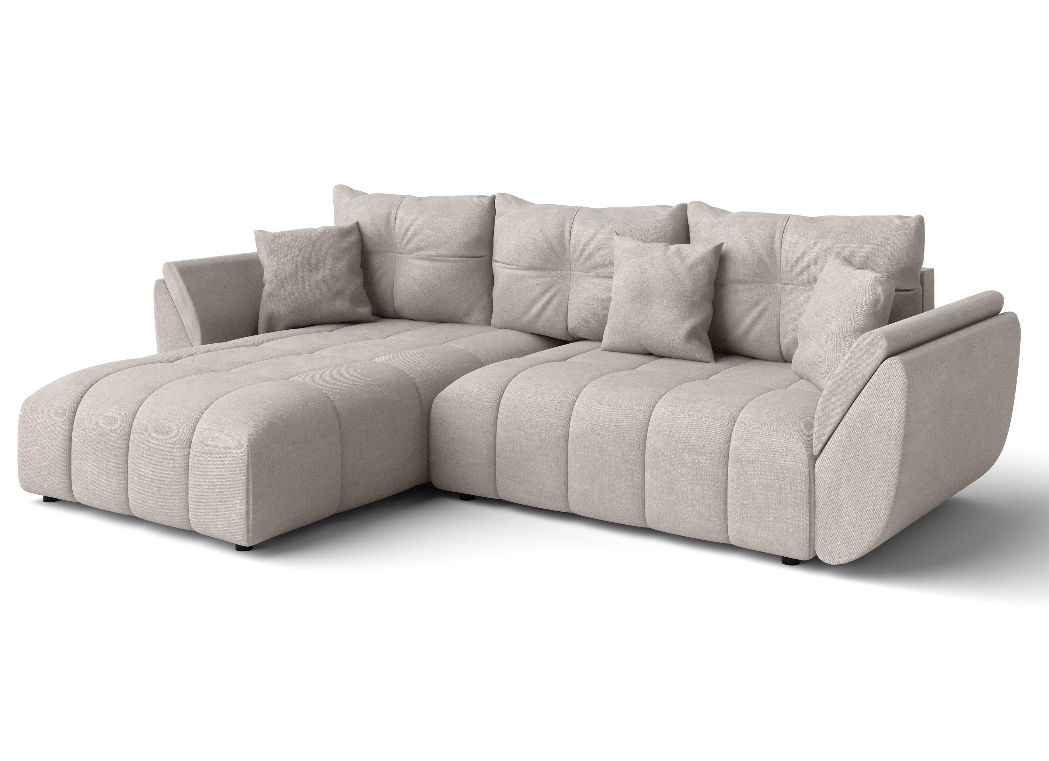 ECKSOFA L Form Verciani Beige 280/190/91 cm mit Schlaffunktion - Beige/Schwarz, Kunststoff/Textil (280/190cm) - AX Living
