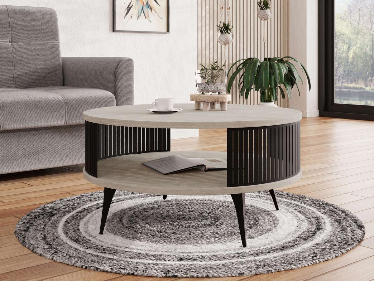 COUCHTISCH Roenni - Taupe/Schwarz, Holzwerkstoff/Metall (75/75/44cm) - MIRJAN24