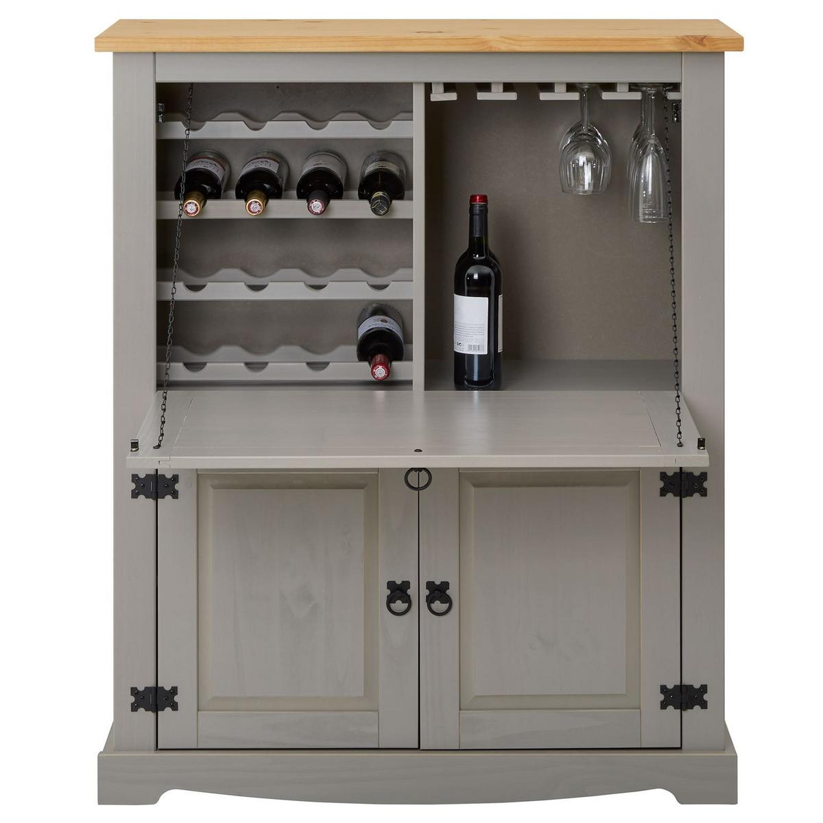 MEXICO MÖBEL WEINSCHRANK TEQUILA grau/braun - Braun/Grau, Holz (98/121/40cm) - IDIMEX