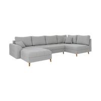 WOHNLANDSCHAFT Alma Hellgrau Cord - Ottomane Links - Hellgrau/Braun, Holz/Textil (310/81/161cm) - S-Style