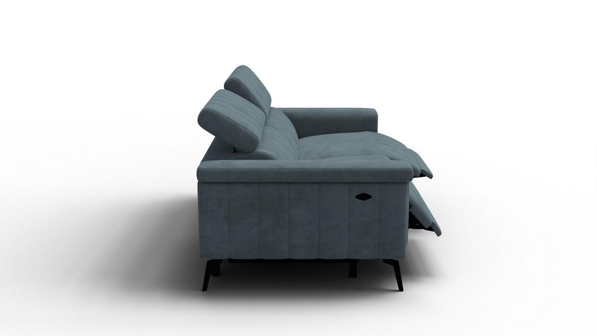 RELAXSOFA NORDEL 3-Sitzer, blaugrau - Blaugrau/Schwarz, Holz/Textil (194/80/105cm) - Wozimo