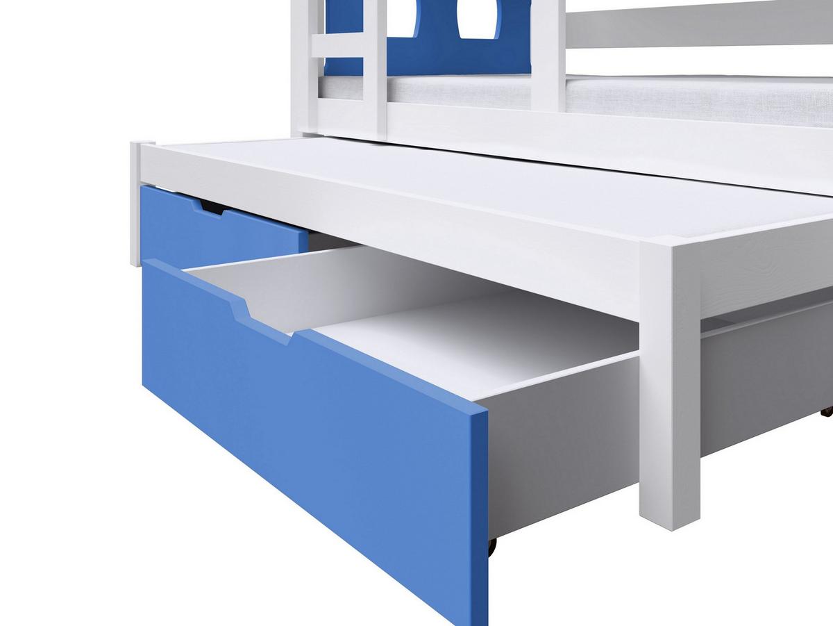 ETAGENBETT LEONE mit Bettkasten 80x180 cm Weiß - Blau/Weiß, Holz (80/180cm) - MASSENO