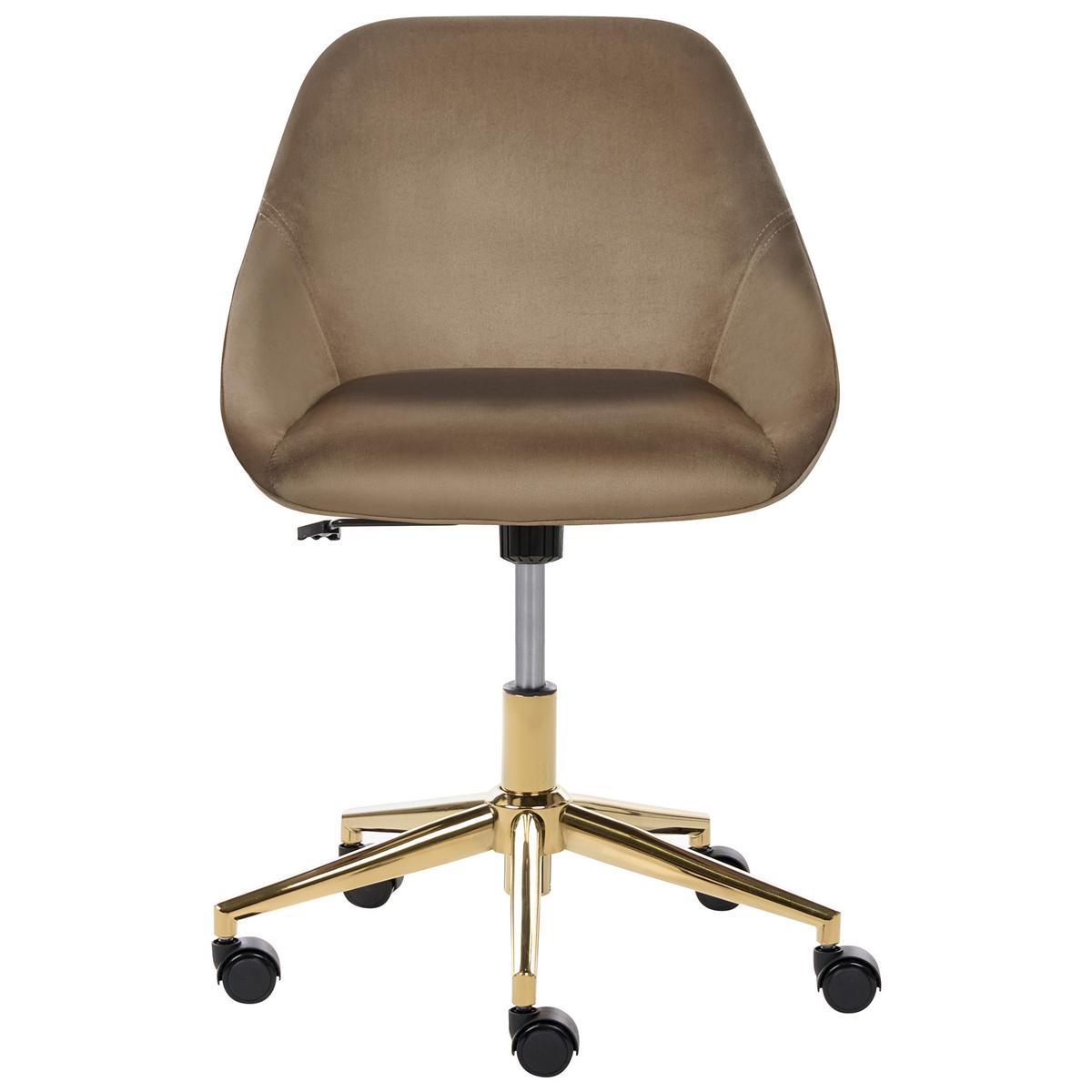 SCHREIBTISCHSTUHL Samtstoff Braun Bardsdale - Braun, Textil (54/77/54cm) - Beliani
