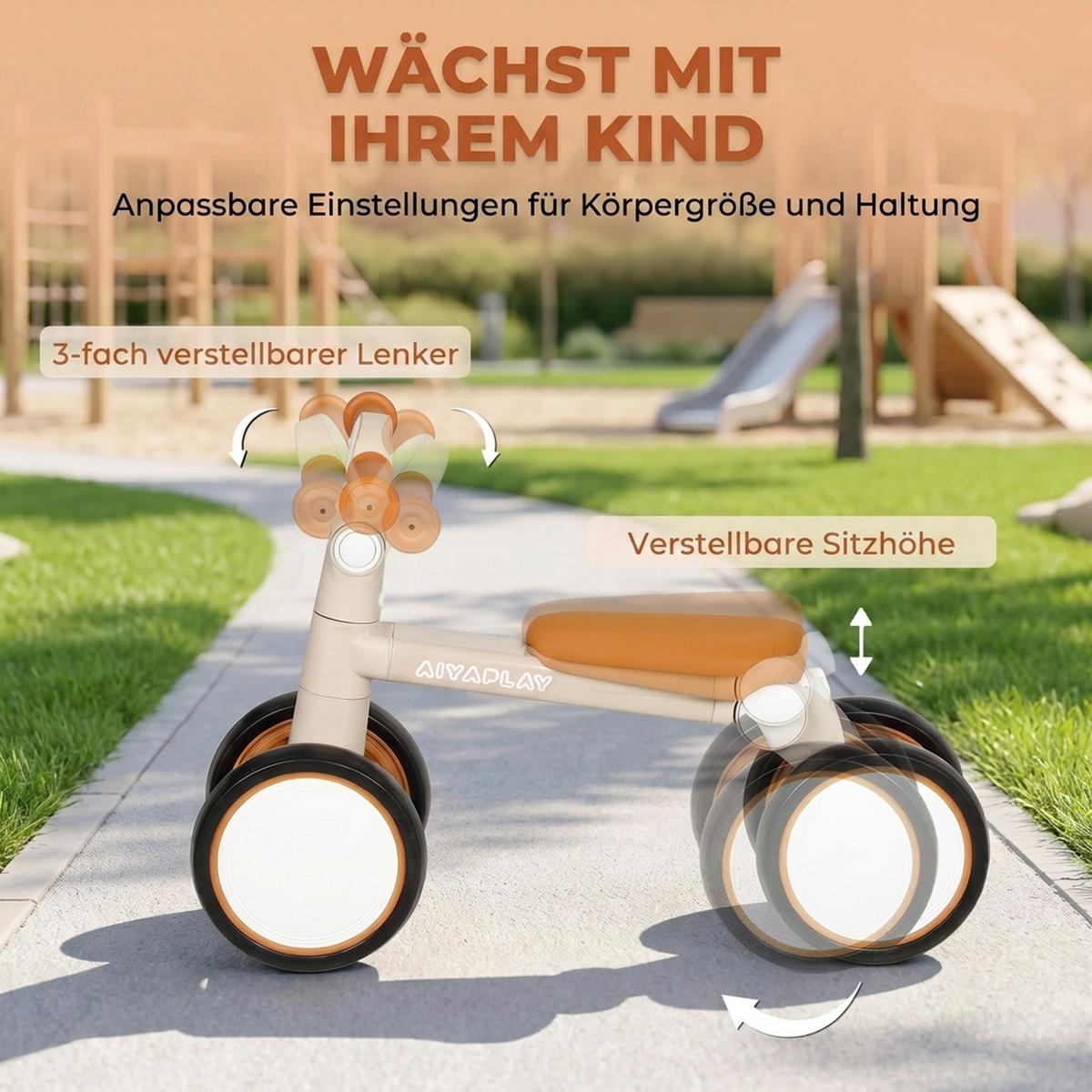 KINDERLAUFRAD Aluminiumlegierung EVA Cremeweiß - Creme, Metall (57/28.5/40cm) - AIYAPLAY