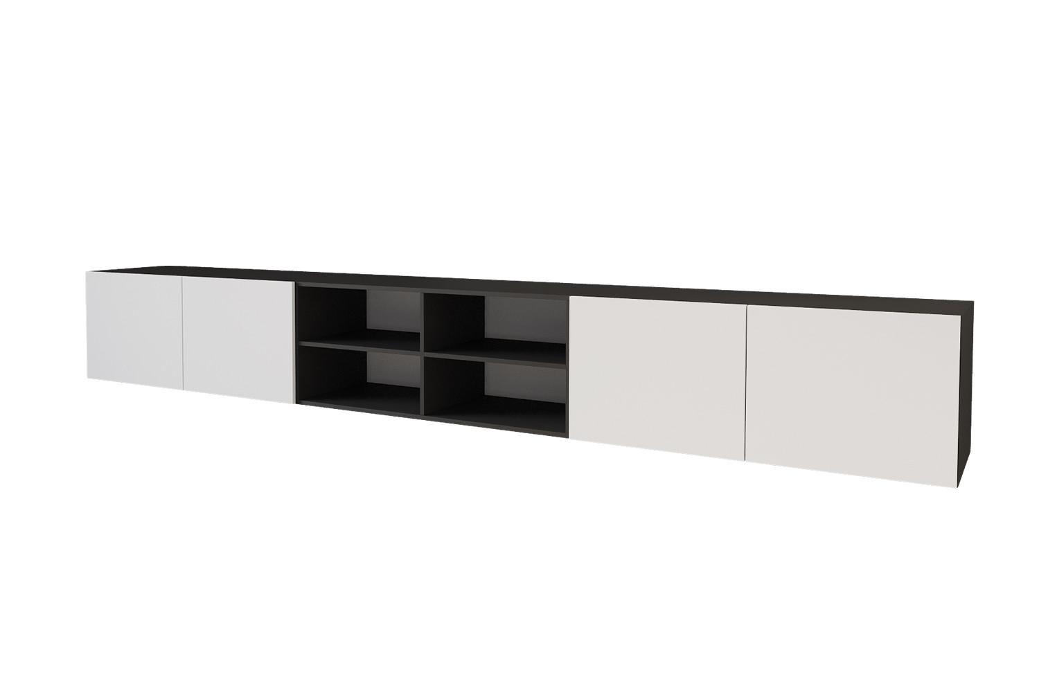 LOWBOARD ELIO-W 3x100x40x40 cm - Schwarz / Weiß - Schwarz, Holzwerkstoff (300/40/40cm) - ALTDECOR