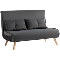 SCHLAFSOFA 3 in 1, 120 x 190 cm Schlaffunktion, Lendenkissen - Dunkelgrau/Naturfarben, Holz/Textil (75/87/120cm) - HOMCOM