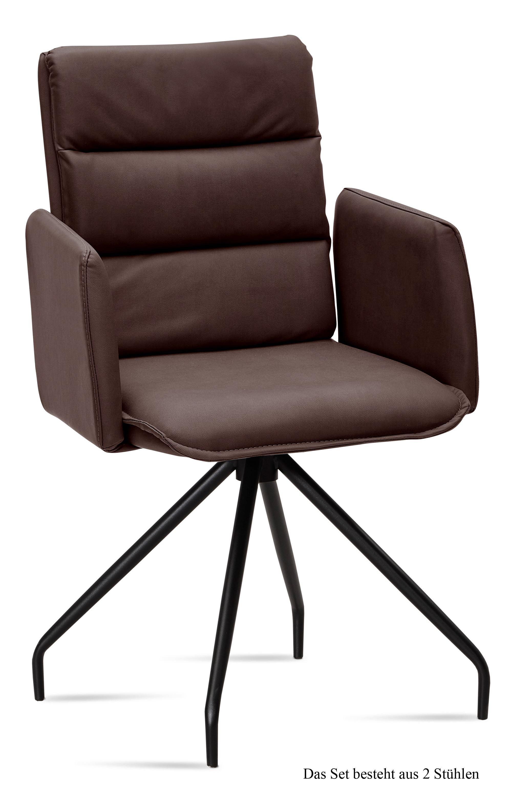 ARMLEHNSTUHL (2er-Set) Dianne 52x92x60 Schwarz/Braun - Schwarz/Braun, Kunststoff (60/92/52cm) - 58aufmkessel