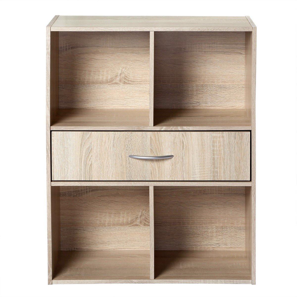 AUFBEWAHRUNGSREGAL 4 Fächer mit einer Schublade - Apfelbaumfarben, Holzwerkstoff (29.5/80/62cm) - Calicosy