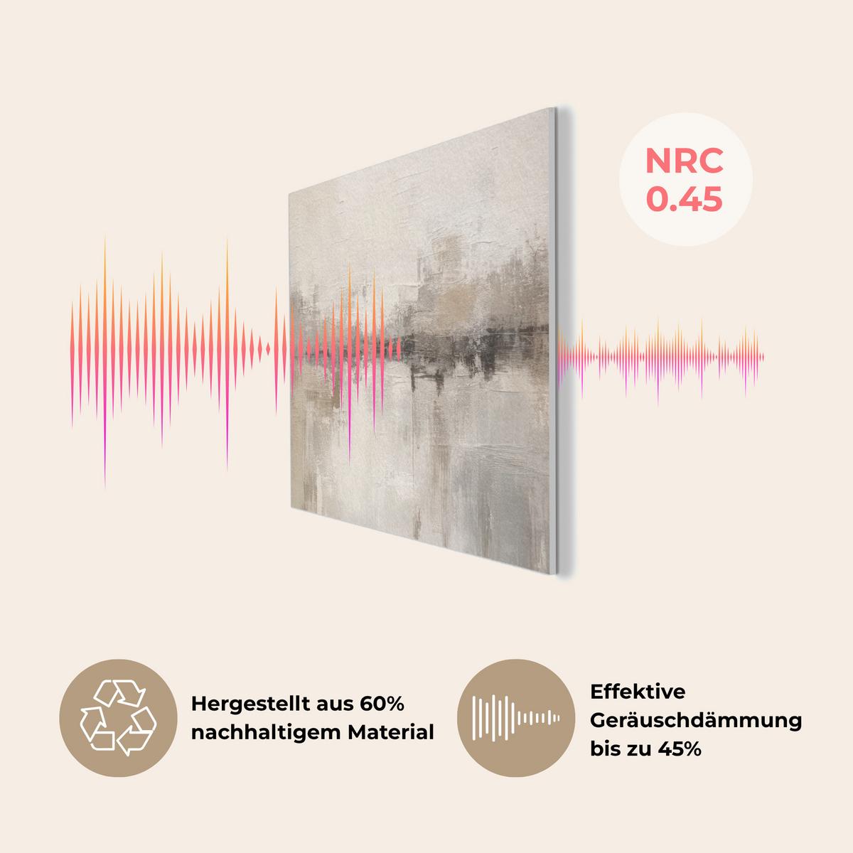 AKUSTIKBILD Moderne Kunst - Abstrakt - Beige Wanddeko 70x50 cm - Beige, Kunststoff (70/50/0.9cm) - MuchoWow