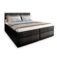 BOXBETT PELLIO 180x200 cm mit Matratze und Topper - Schwarz - Schwarz, Holz (180/200cm) - MASSENO