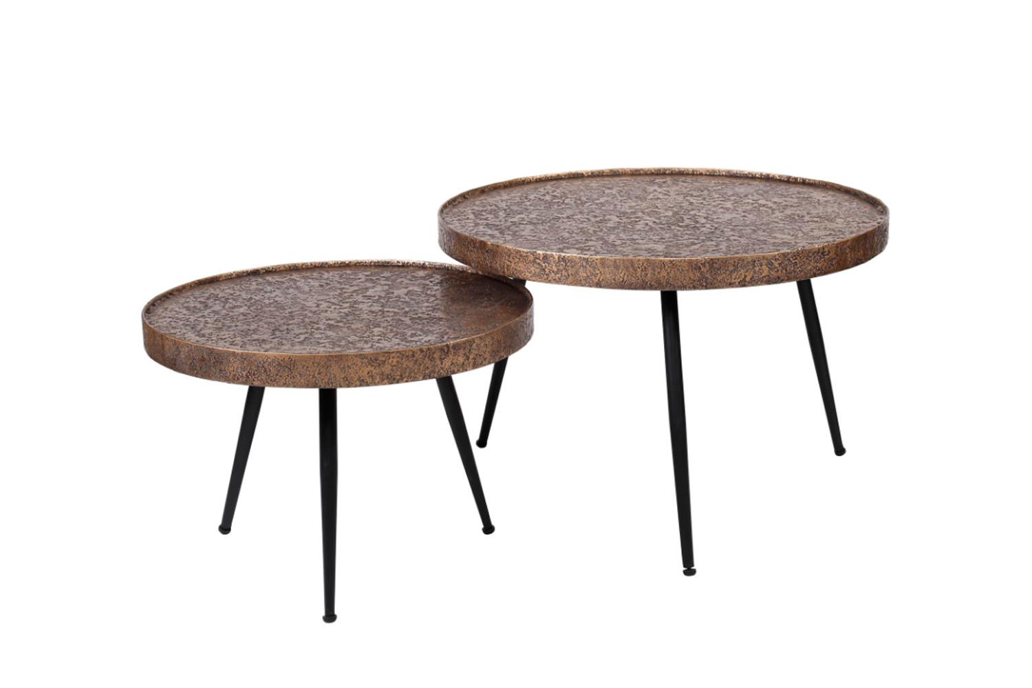 COUCHTISCH ARINOS 2ER SET Bronze Metall - Schwarz/Bronzefarben, Metall (74/74/50cm) - KAWOLA
