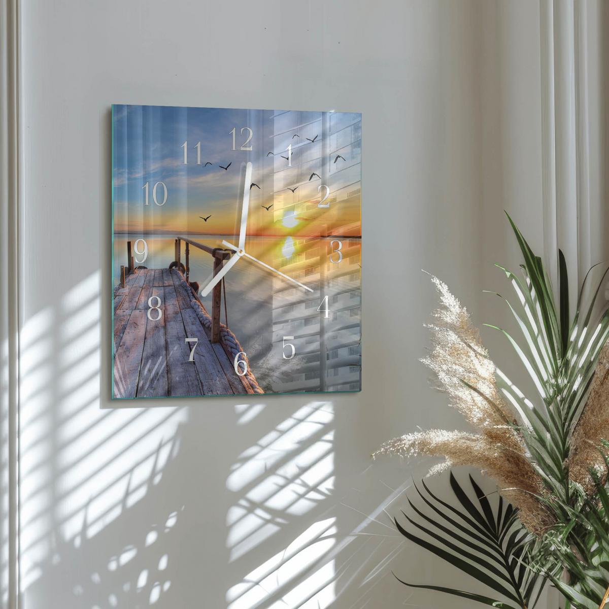 WANDUHR aus Glas 30x30 cm - Pier - Multicolor, Glas (30/30/0.4cm) - TULUP