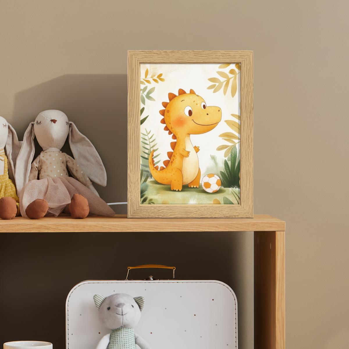 NACHTTISCHLAMPE Dino - Fußball - Orange 15x20 cm - Beige, Holzwerkstoff (8/15/20cm) - OnlyWow