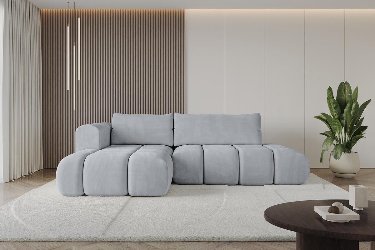 ECKSOFA Ottomane Links CLOUD-L 280x185x90 Hellgrau Velours - Hellgrau, Holzwerkstoff/Kunststoff (180/289cm) - ALTDECOR
