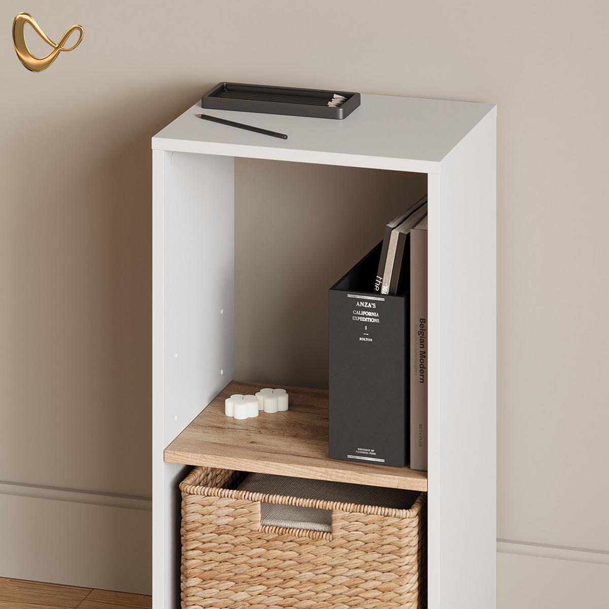 BÜCHERREGAL Lorena Weiß/Goldkraft Eiche mit 2 Fächern - Honigeiche/Weiß, Holzwerkstoff (40/74/30cm) - Livinity®