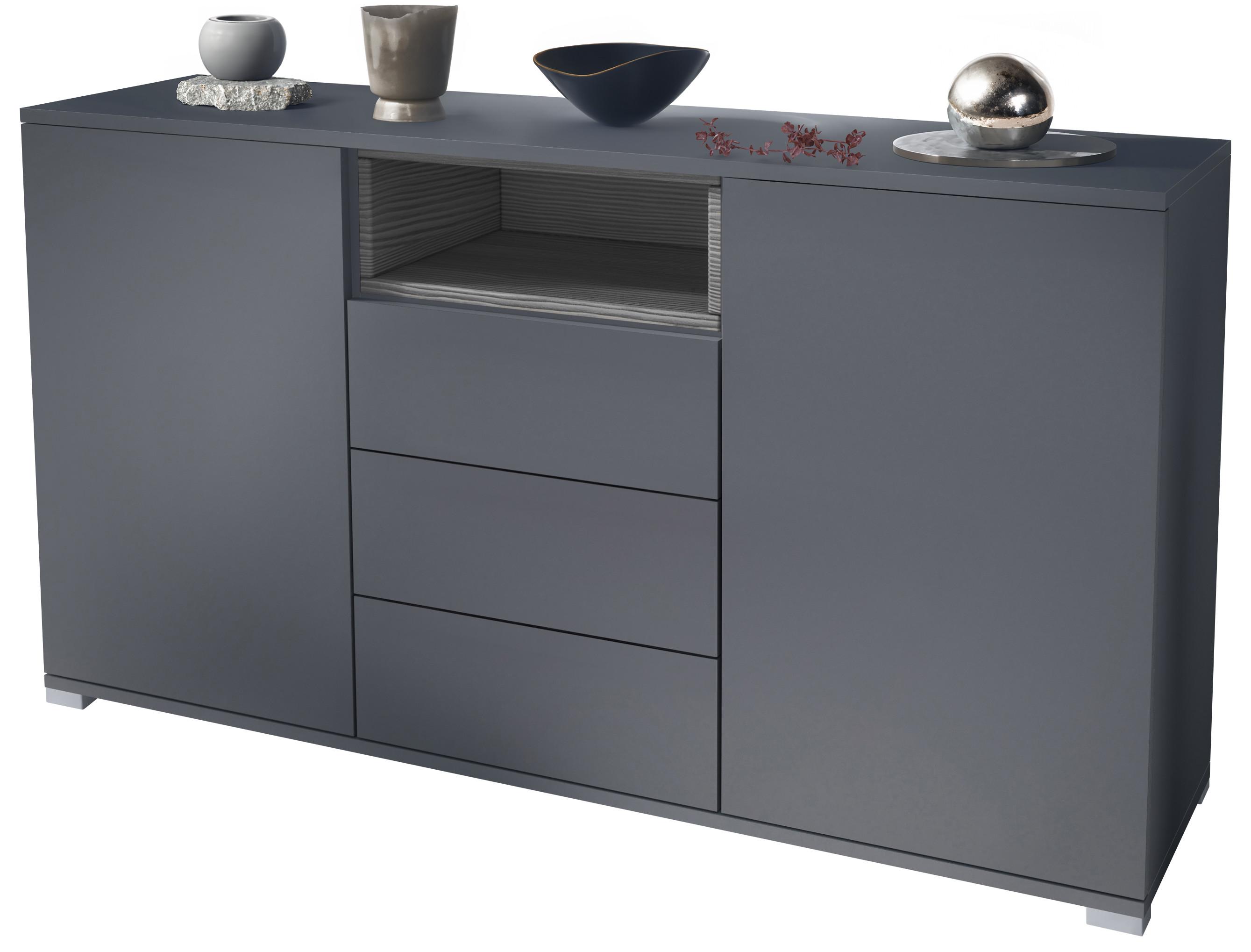SIDEBOARD Skadu Avola-Anthrazit - Anthrazit, Holzwerkstoff (138.5/75.5/35cm) - Vladon